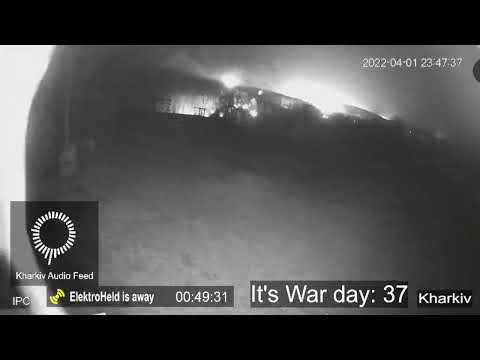 Kharkiv Ski Resort Cam explosions 02.04.22 00:48