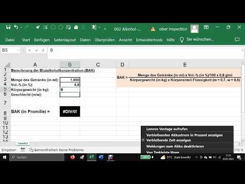 002 Alkohol Promille mit Excel berechnen