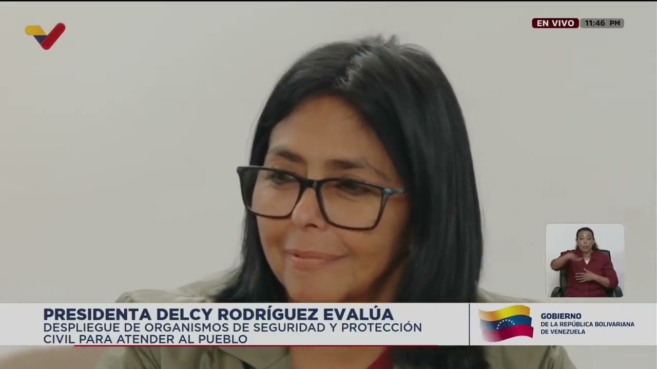 Delcy Rodríguez evalúa el despliegue de organismos de seguridad y Proteccion Civil