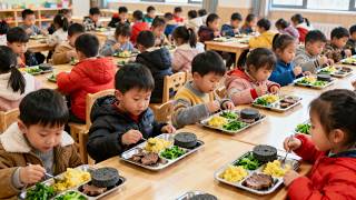 Çin'deki son derece saygın ve mükemmel bir anaokulu, öğle yemeği gerçekten etkileyiciydi!