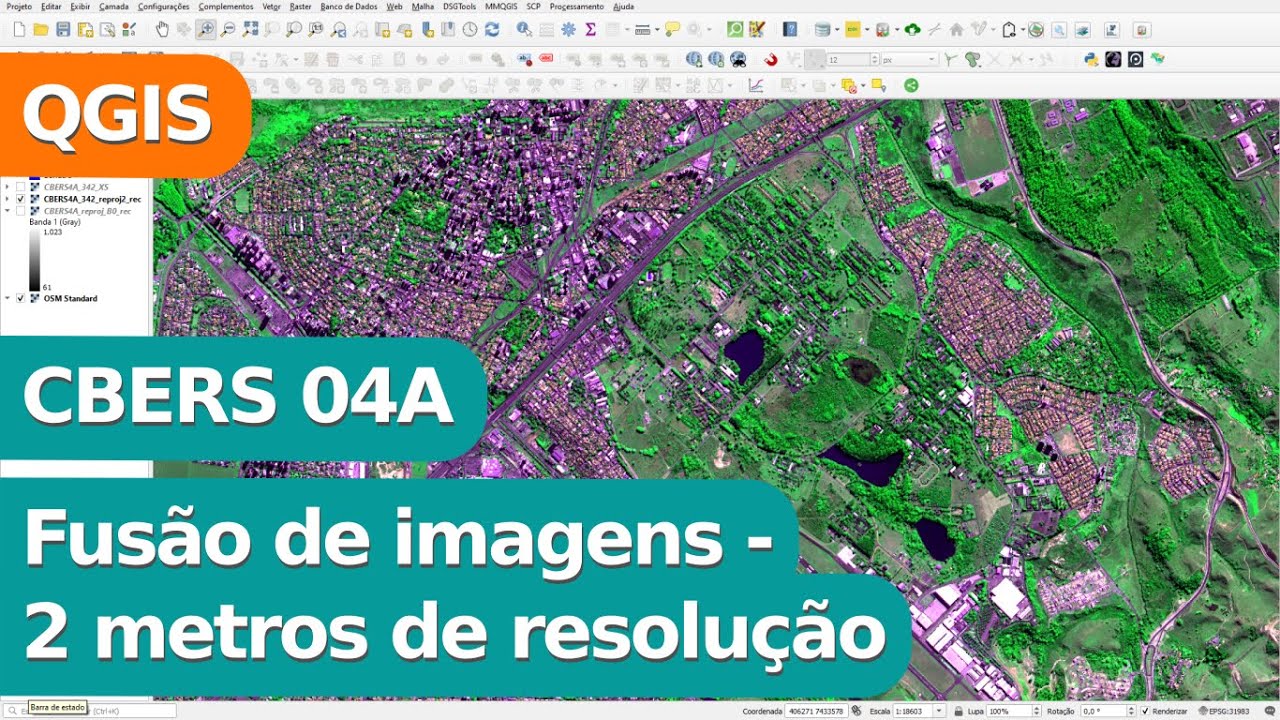 Fusão de imagens CBERS4A - gerar imagem com 2 metros de resolução