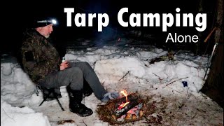 SOLO Tarp Only Camping in the Winter Forest