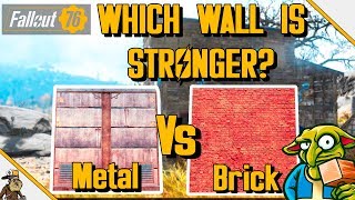 Fallout 76 Base Building - Metal Wall Plan Vs Brick Wall Plan (Testing Wall Durability)