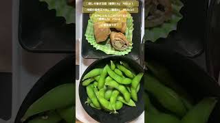 豚しそ巻き豆腐（糖質0.6g   78kcal ）　◯市販の塩枝豆100g（糖質4g    142kcal）◯もやしとたらこのバター和え（糖質0.7g   25kcal ）ご馳走様です！