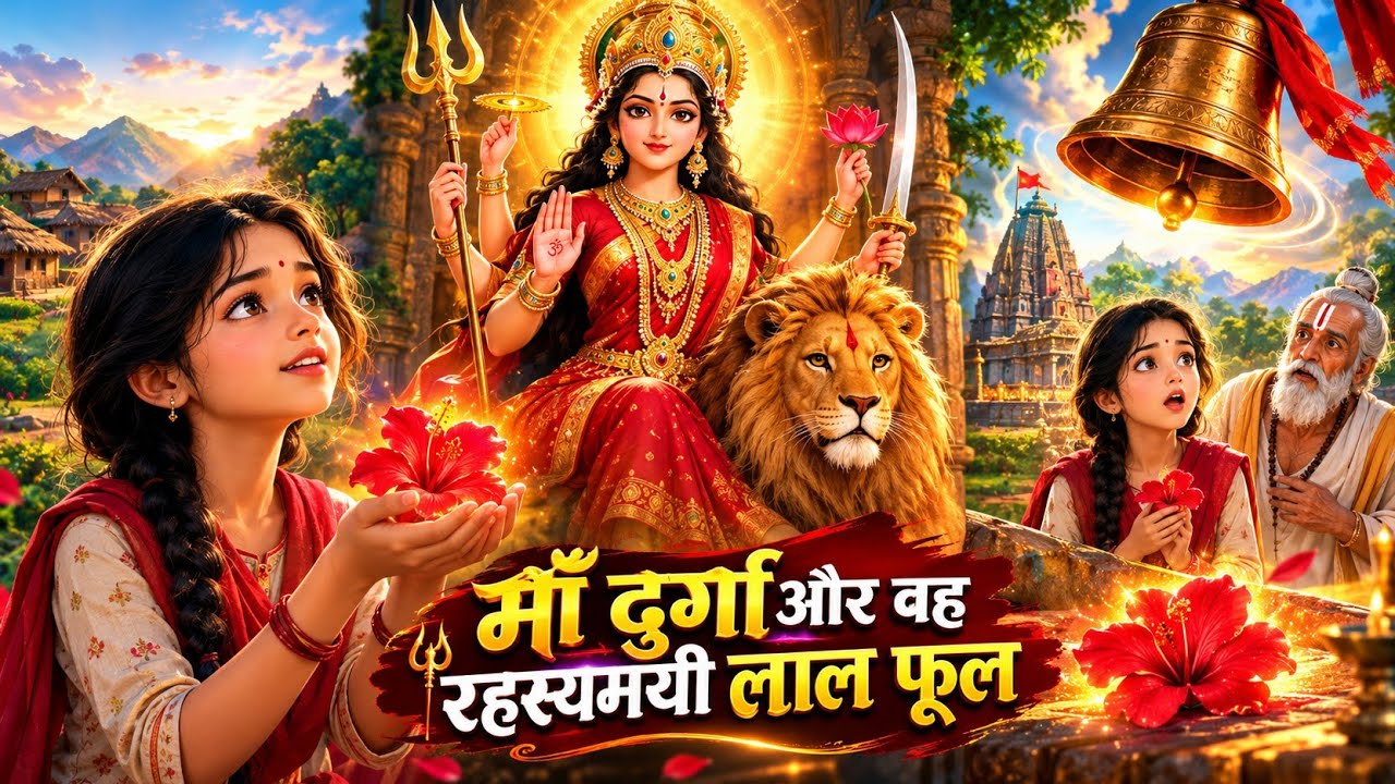 🎬 माँ दुर्गा और रहस्यमयी लाल फूल 🌺🙏 | सच्ची भक्ति का चमत्कार | Hindi Mythology story #video 