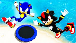 GTA 5 Sonic vs Shadow Sonic Ragdolls - Epic Trampoline Jumps/Fails #5