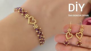 Minik kalpli zarif bileklik & küpe / Tiny heart stud earrings & bracel