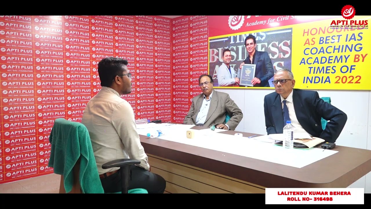 Lalitendu Kumar Behera || RANK 314 || OAS 2023 || Mock Interview || APTI PLUS