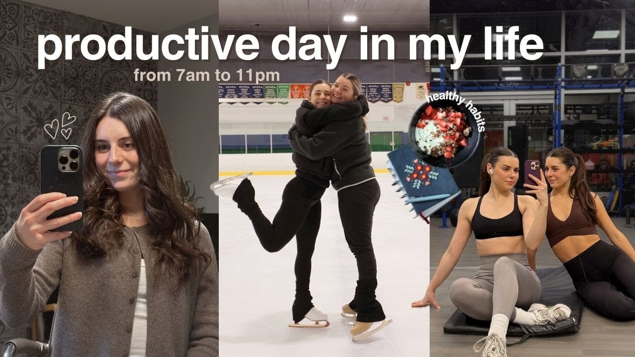 Productive winter day in my life | healthy habits, breaking in new skates, and a hair refresh