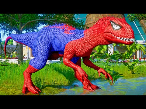 Spider-Man INDOMINUS REX! SUPERHERO DINOSAUR FIGHTS in JWE! 💥