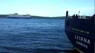 Shetland ferry leaving Lerwick harbour on route to Aberdeen