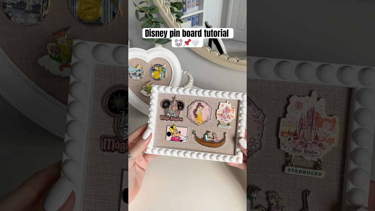 Disney pin board tutorial 🐭📌🤍 #disneypins #disneystore #diycrafts  #disneycollection #disney