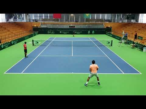 Gastão Elias vs. Frederico Silva — Treino de preparação PORTUGAL vs. BRASIL Taça Davis
