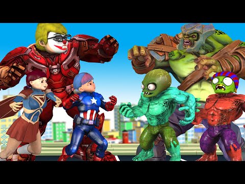 Avenger Team Hero Transform Nick HulkBuster vs Team Zombie rescue City - Scary Teacher 3D Animation