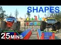 Learn 2D and 3D Shapes And Race Monster Trucks - TOYS (FULL CARTOON) | Videos For Children