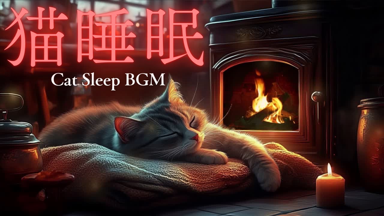 【癒しの猫×ヒーリングミュージック🐈🔥】焚き火の音とリラックスBGMで深い眠りへ｜ストレス解消・疲労回復・快眠効果抜群の安眠動画 睡眠導入 子供 赤ちゃん 動物 犬 ペット 癒しの音楽 気分転換 最高