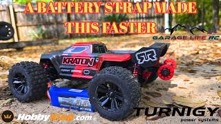 We Have A wheelie Bar And Battery Strap For The Mini Kraton. Can a real battery make it faster?