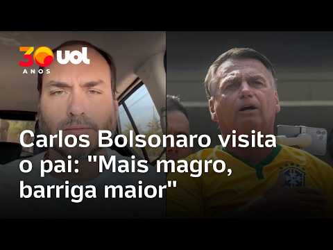 Carlos Bolsonaro visita o pai e relata fragilidade física: ‘Mais magro, barriga maior’