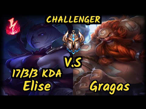 Lamabear (ELISE) vs GRAGAS - 17/3/3 KDA JUNGLE CHALLENGER GAMEPLAY - EUW