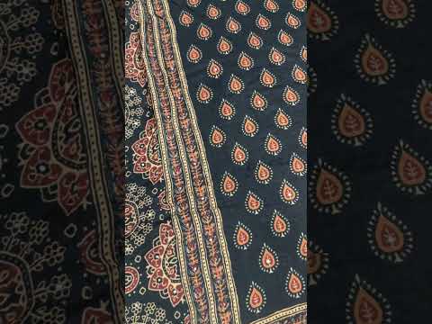 Hand Block Printed Modal Silk Ajrakh with Aari Pitta & Mirror Work