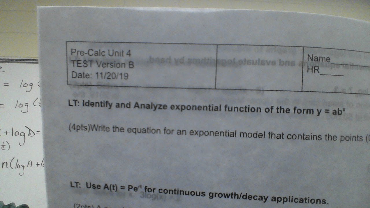 Exponential and Logarithmic Functions Practice Test Solutions