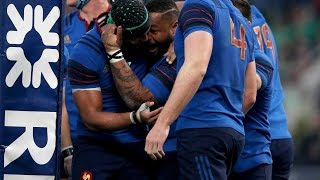 Mathieu Bastareaud spins over a Try, Italy v France, 15th March 2015