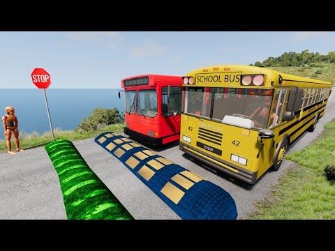 Buses vs Massive ⚠️ Speed Bumps⚠️– BeamNG.Drive