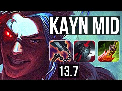 KAYN vs YASUO (MID) | 68% winrate, 6 solo kills, 13/5/14, 300+ games | KR Master | 13.7