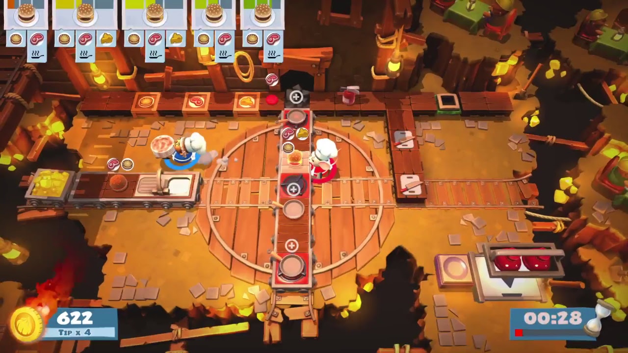 Burger Time - 3 stars Level 2-6 Overcooked 2 - PS4 PlayTime