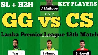 GG vs CS Dream11 Prediction | Galle Gladiators vs Colombo Stars Dream11 Team. GG vs CS Dream11 Prediction | Galle Gladiators vs Colombo Stars Dream11 Team.