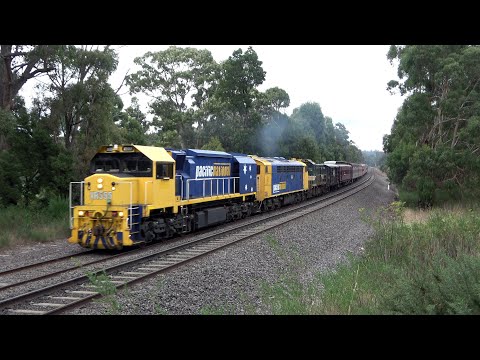 4K 50 Seconds of an Awesome Train Goodness! Lots of Power! Lots of Horns! Warrenheip Bank!
