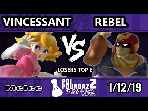 Poi Poundaz 2 - Vincessant (Peach) Vs. Rebel (Captain Falcon) SSBM Singles Losers Top 8