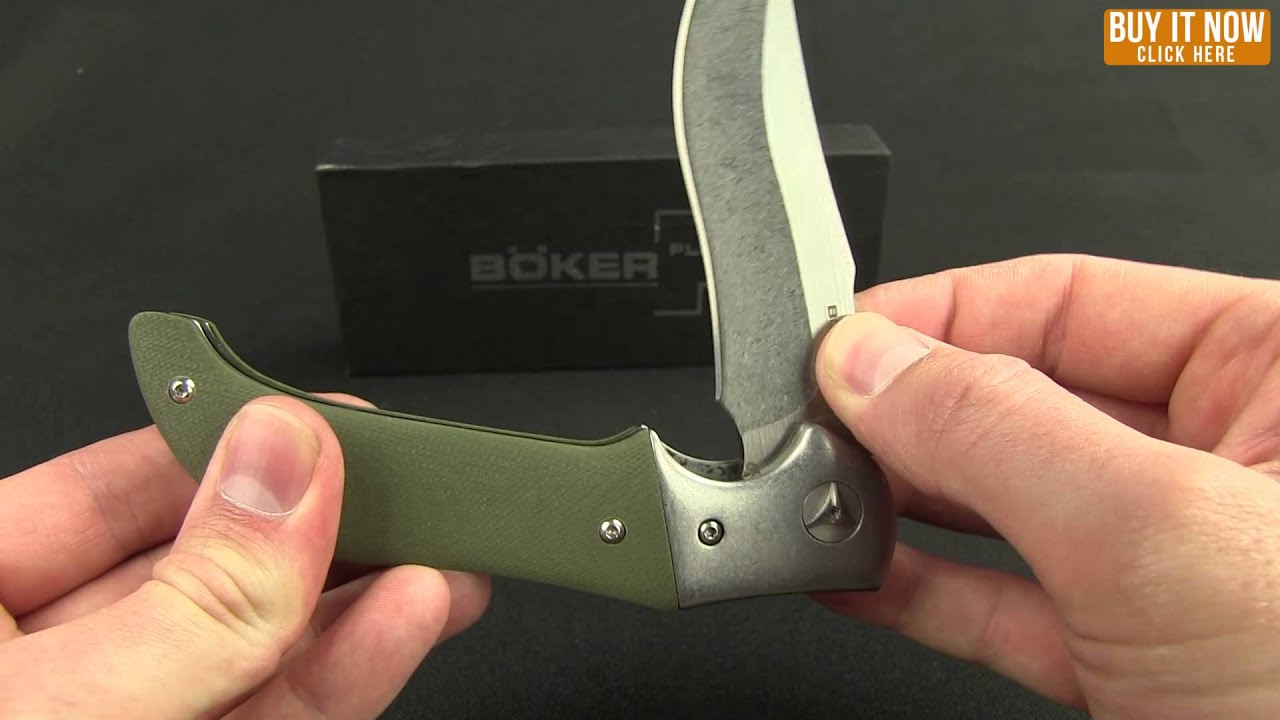 Boker Uolcos Liner Lock Knife Green G-10 (4" Stonewash) 01BO009 Lhotak