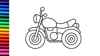 How to draw and color Motorcycle | Drawing and coloring Bike step by step easy | Bike  drawing easy