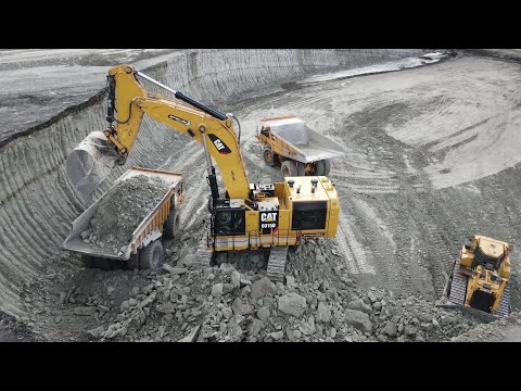 Caterpillar 6015B Excavator Loading Caterpillar Dumpers - Sotiriadis Mining Works - 4k
