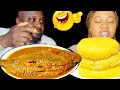 Hilarious prank on my wife with African food Asmr mukbang|Banga soup and yellow fufu eating sound