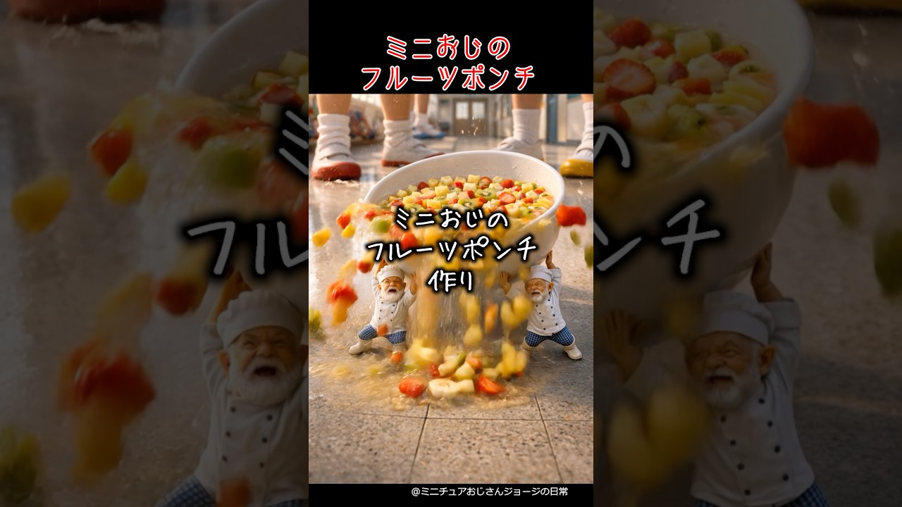 ミニおじのフルーツポンチ作り#ミニチュア #家族 #おじさん #料理 #学校