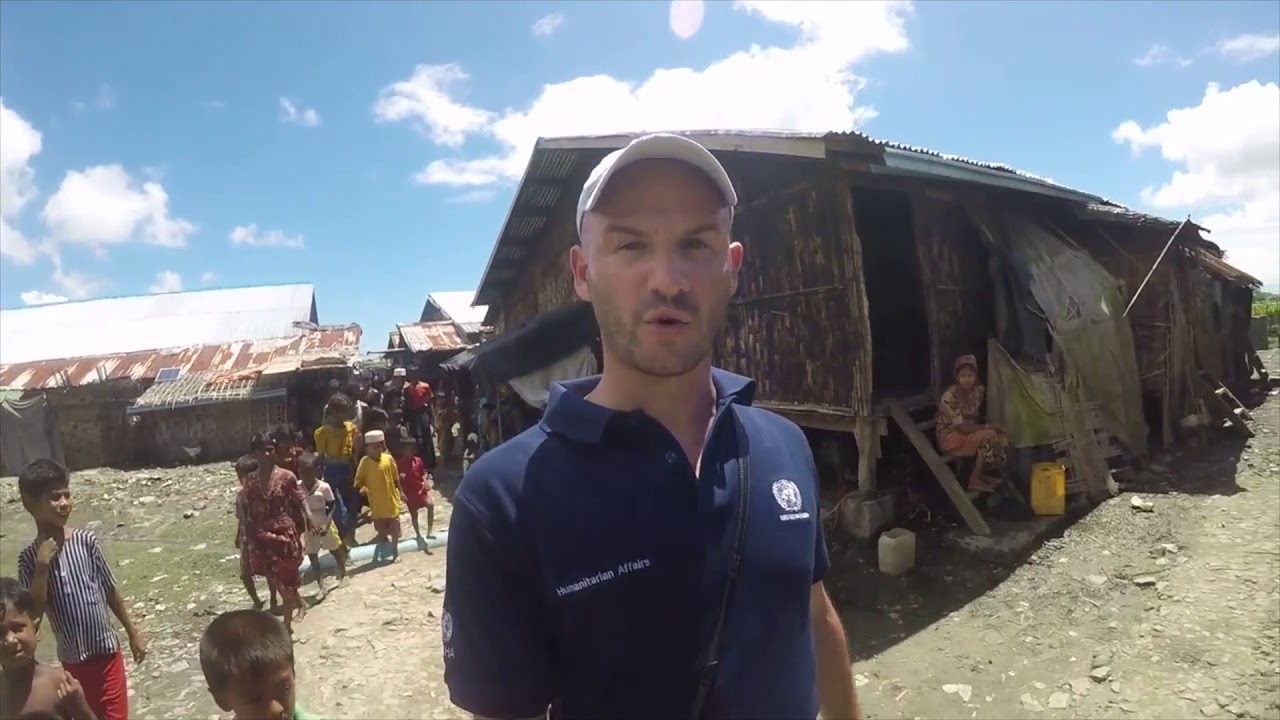OCHA's Pierre Peron visits a displacement camp in Myanmar