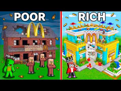 JJ and Mikey : POOR vs RICH McDonalds HOTEL Battle in Minecraft ! - Maizen