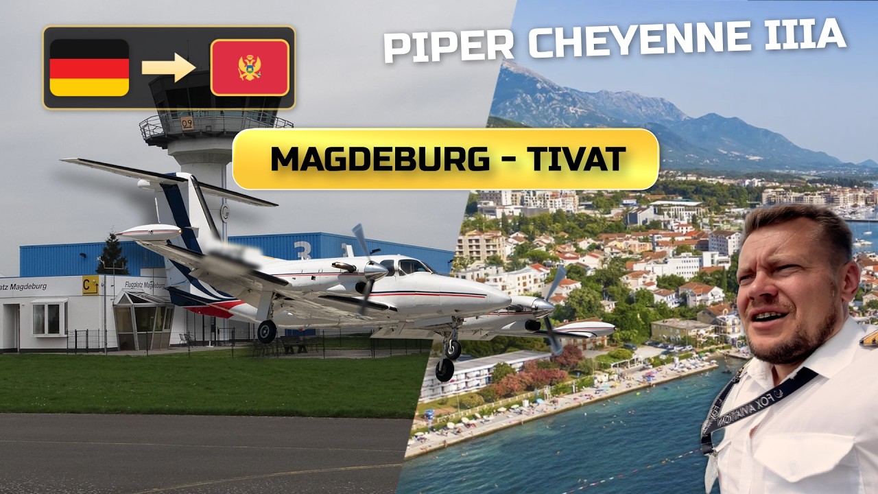 PIPER CHEYENNE IIIA – COCKPIT POV FROM MAGDEBURG TO TIVAT