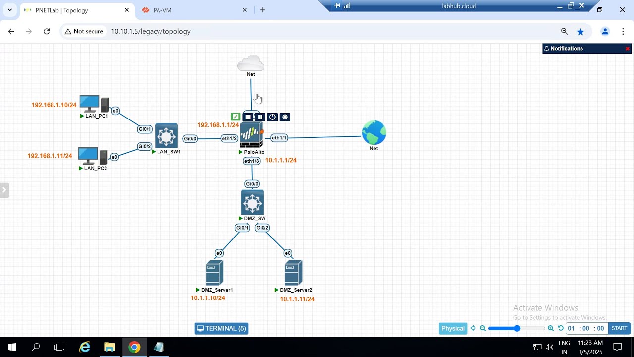 Palo-Alto Firewall Basic Lab. Communication between different zones. #networking #firewall