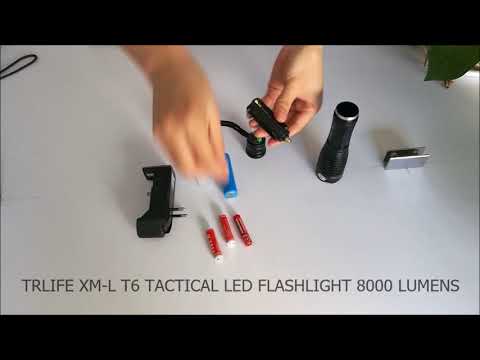TRLIFE XML-T6 TACTICAL LED FLASHLIGHT 8000 LUMENS