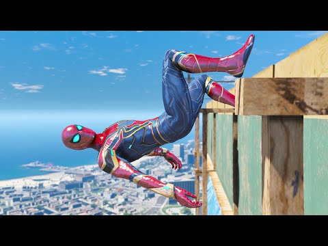 GTA 5 Iron Spiderman Falling off Highest Buildings - Episode 06 (Euphoria Ragdolls)