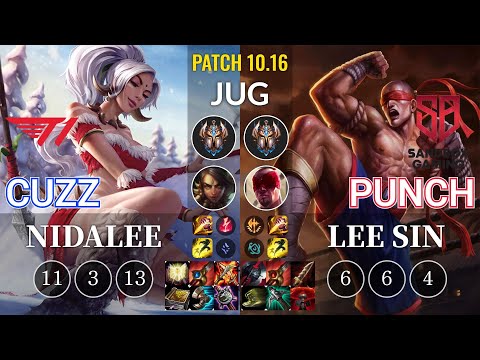 T1 Cuzz Nidalee vs SB Punch Lee Sin Jungle - KR Patch 10.16