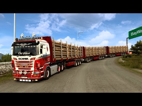 🔴 ets2 scania r 730 v8 power skin mod road train trailers