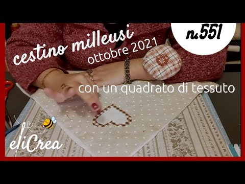 🌹551 cestino mille usi con un quadrato di tessuti CARTAMODELLO GRATUITO @elicrea creativo 💕