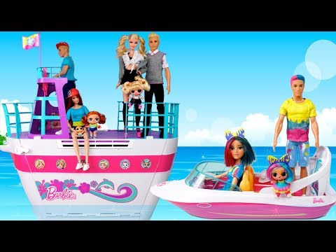 Barbie  Cruise Ship LOL Family Travel Routine - LOL Dolls Beach Day