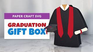 Paper Graduation Gown Gift Box | DIY Paper Craft for Cricut vs Silhouette | Money & Gift Card Holder