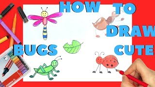How to Draw Bugs for Kids Easy ( Ladybug, Dragonfly, Ant, Cricket )