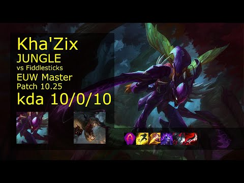 Kha'Zix Jungle vs Fiddlesticks - EUW Master 10/0/10 Patch 10.25 Gameplay